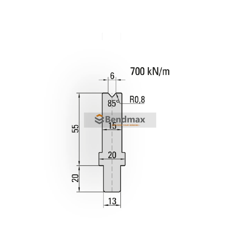 Bystronic-style 85° single-V press brake die